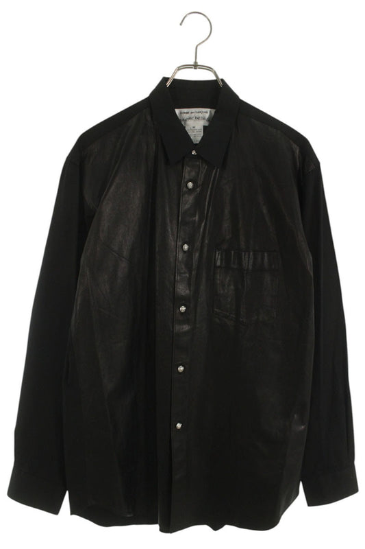 Comme des Garcons x Chrome Hearts Leather Long Sleeve Shirt Black Size M