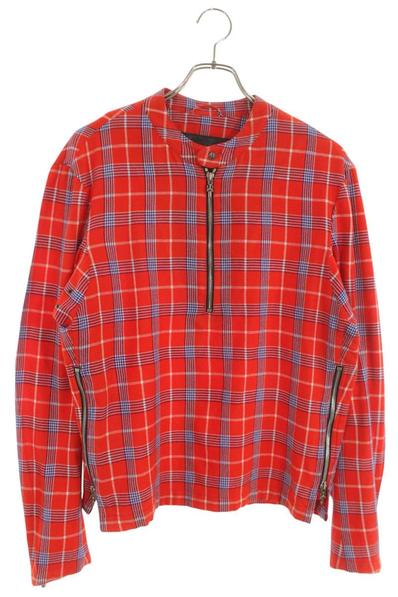Chrome Hearts EZ RIDER Dagger Half-Zip Check Long Sleeve Shirt Size M
