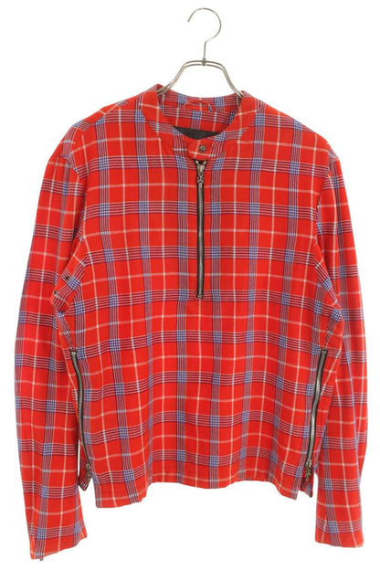 Chrome Hearts EZ RIDER Dagger Half-Zip Check Long Sleeve Shirt Size M