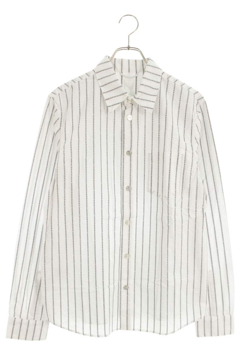 Chrome Hearts Logo Stripe Long Sleeve Shirt White/Black/Silver Size M