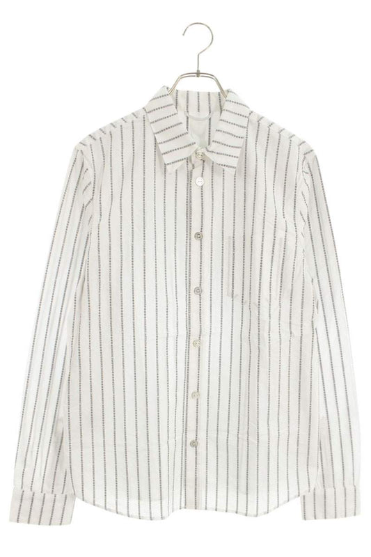 Chrome Hearts Logo Stripe Long Sleeve Shirt White/Black/Silver Size M