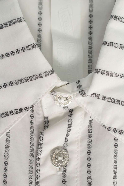 Chrome Hearts Logo Stripe Long Sleeve Shirt White/Black/Silver Size M