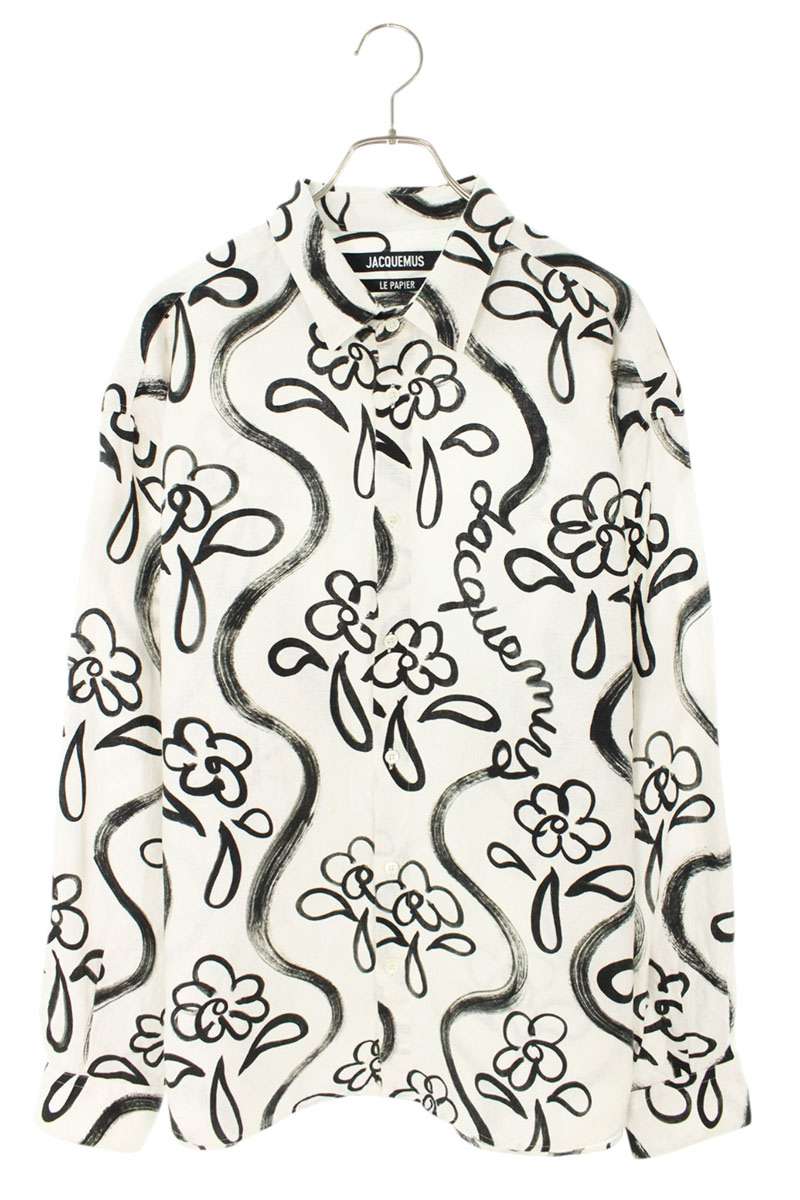 JACQUEMUS All-Over Print Linen Long Sleeve Shirt Multi Size XXL