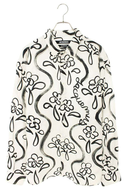 JACQUEMUS All-Over Print Linen Long Sleeve Shirt Multi Size XXL