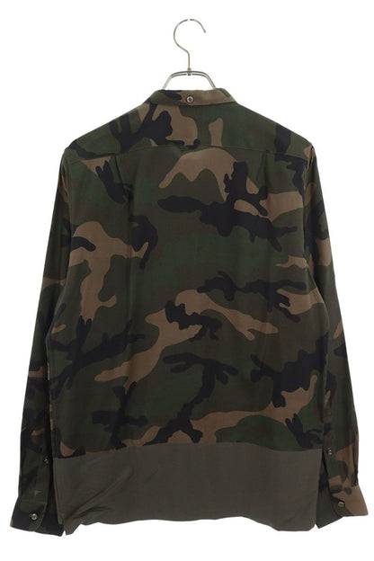 Valentino Camo Silk Long Sleeve Shirt Green Size 39