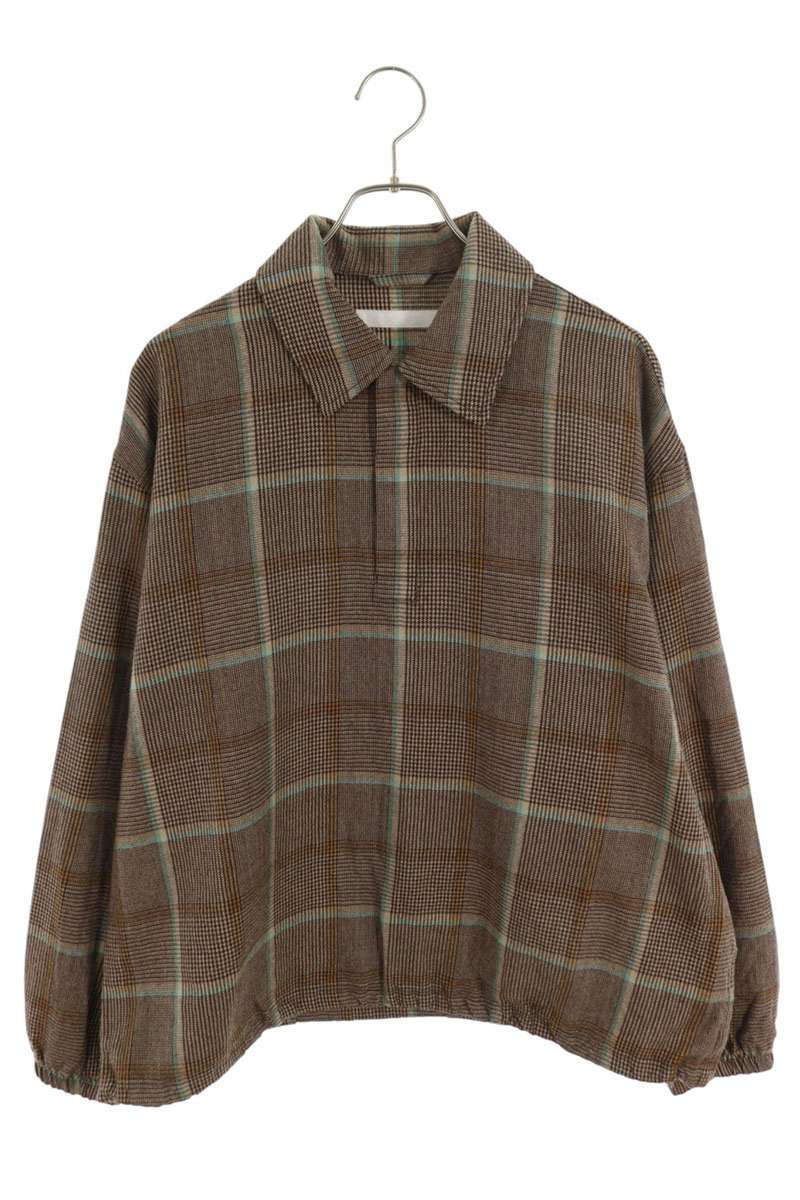 SOPHNET 25AW Wool Check Pullover Long Sleeve Shirt Brown Size S