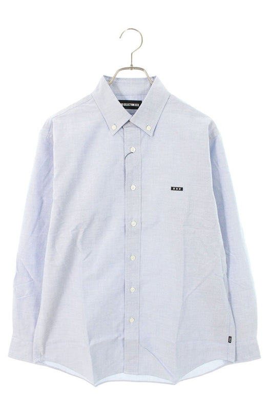 GOD SELECTION XXX Cotton Button-Down Long Sleeve Shirt Blue Size S