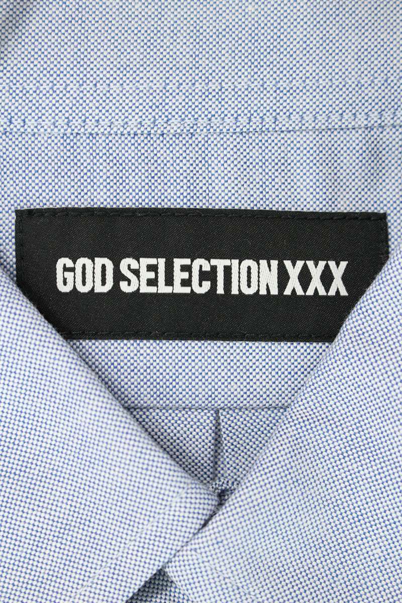 GOD SELECTION XXX Cotton Button-Down Long Sleeve Shirt Blue Size S