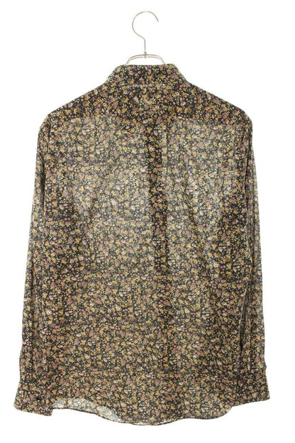 CELINE Flower All-Over Print Long Sleeve Shirt Black Size XXL