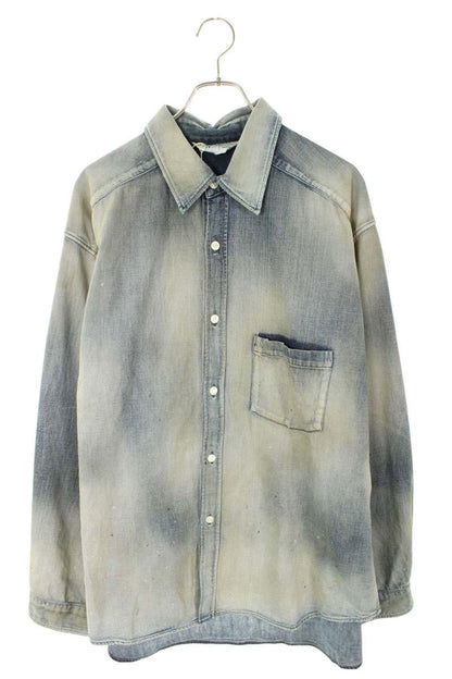 ANCELLM 26SS Distressed Denim Dress Long Sleeve Shirt Blue Size L