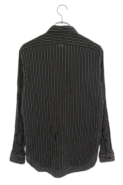 Saint Laurent Paris Striped Long Sleeve Shirt Black Size 38