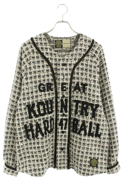 KAPITAL Fancy Tweed Baseball Shirt White/Black Size 2