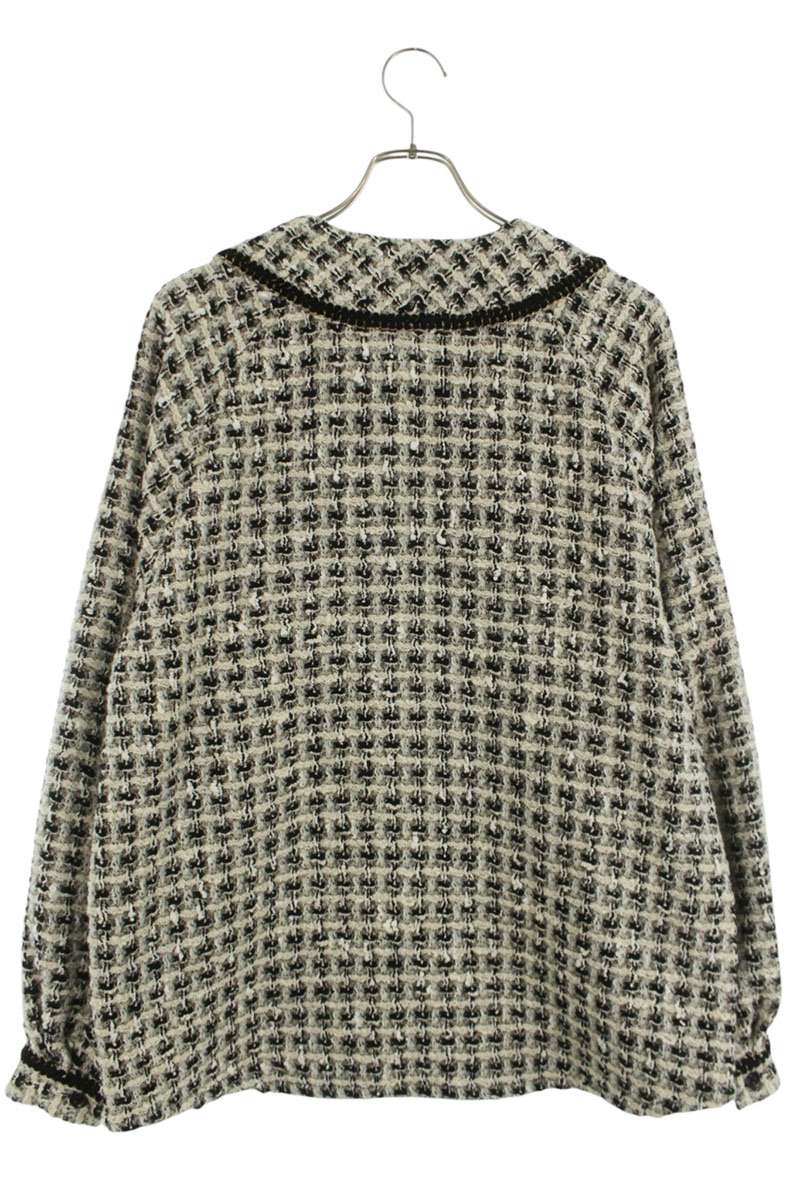 KAPITAL Fancy Tweed Baseball Shirt White/Black Size 2