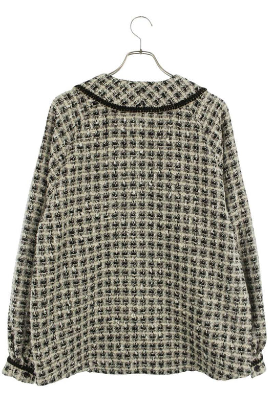 KAPITAL Fancy Tweed Baseball Shirt White/Black Size 2
