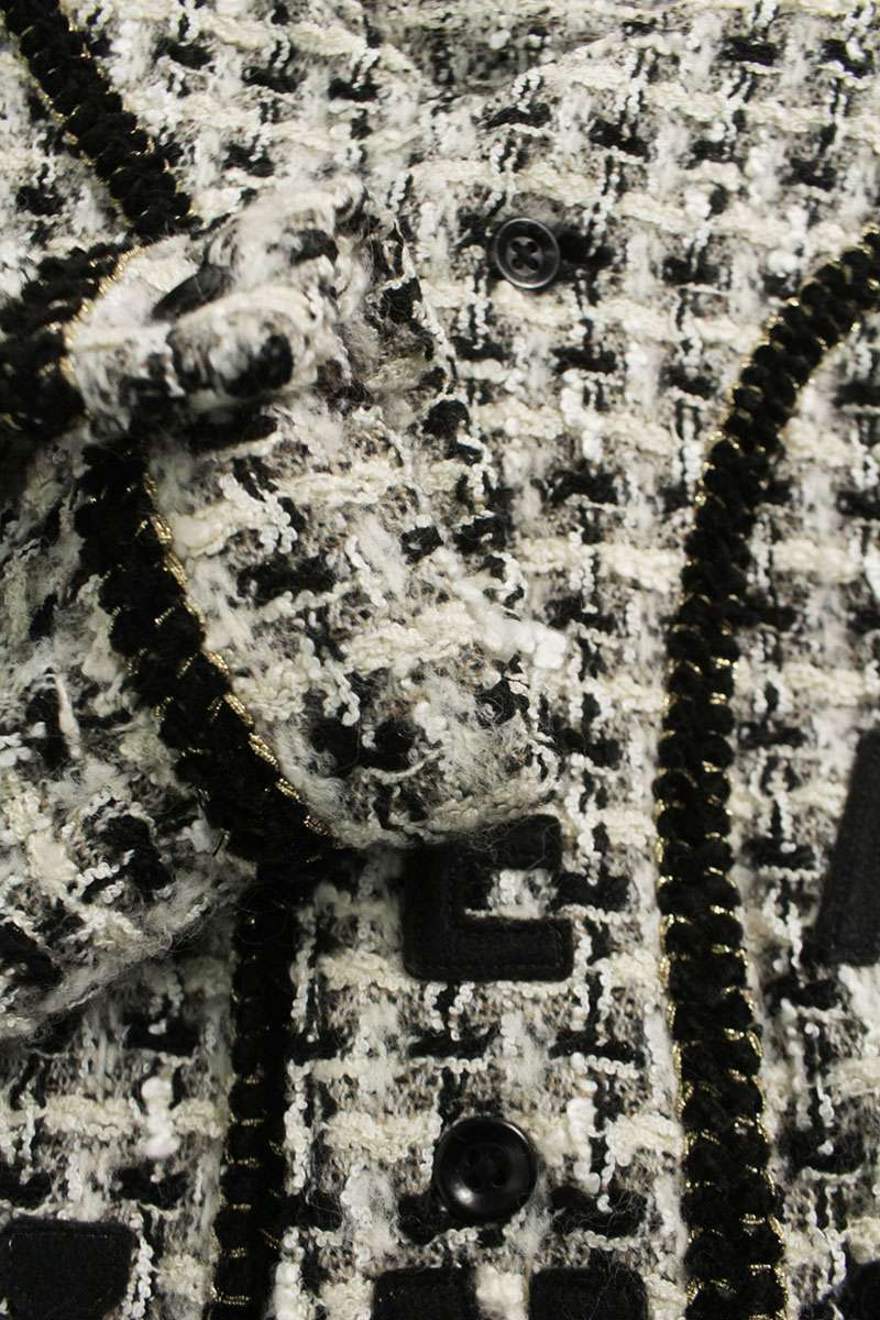 KAPITAL Fancy Tweed Baseball Shirt White/Black Size 2
