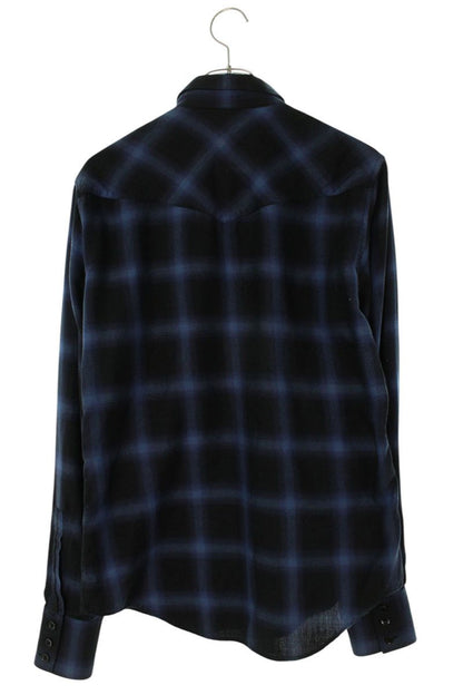 Saint Laurent Paris Long Sleeve Shirt Blue x Black Size 37