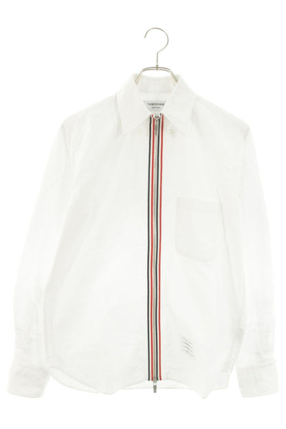 THOM BROWNE Tricolor Zip-Up Long Cotton Long Sleeve Shirt Size 1