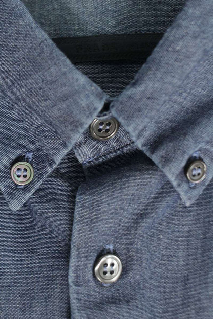 Prada Blue Cotton Button-down Shirt Size XXL