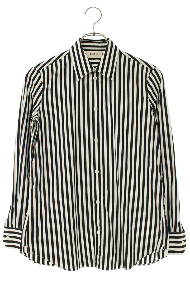 CELINE Stripe Cotton Long Sleeve Shirt Multi Size XL