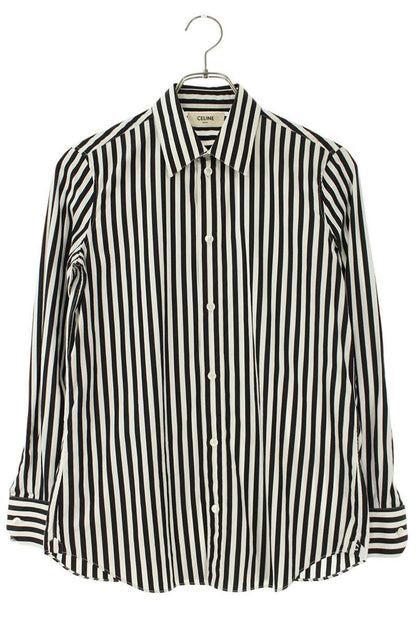 CELINE Stripe Cotton Long Sleeve Shirt Multi Size XL