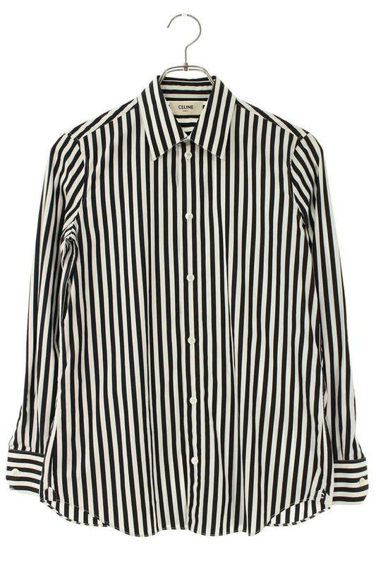 CELINE Stripe Cotton Long Sleeve Shirt Multi Size XL