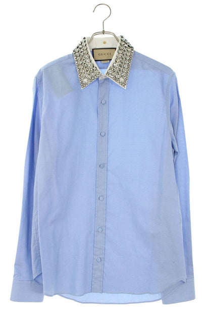 GUCCI Embellished Collar Cotton Long Sleeve Shirt Multi Size XXL