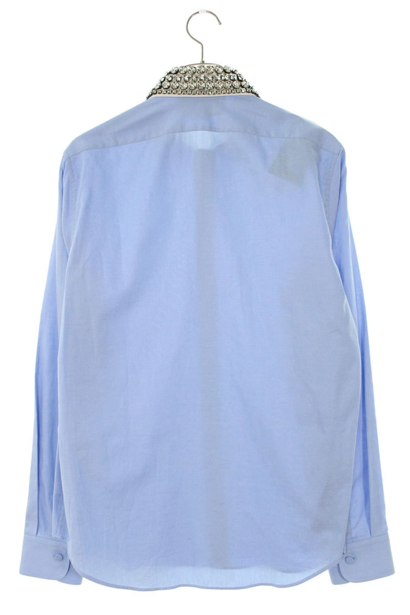 GUCCI Embellished Collar Cotton Long Sleeve Shirt Multi Size XXL