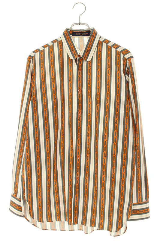 Louis Vuitton Chain Long Sleeve Shirt White x Orange Size XS