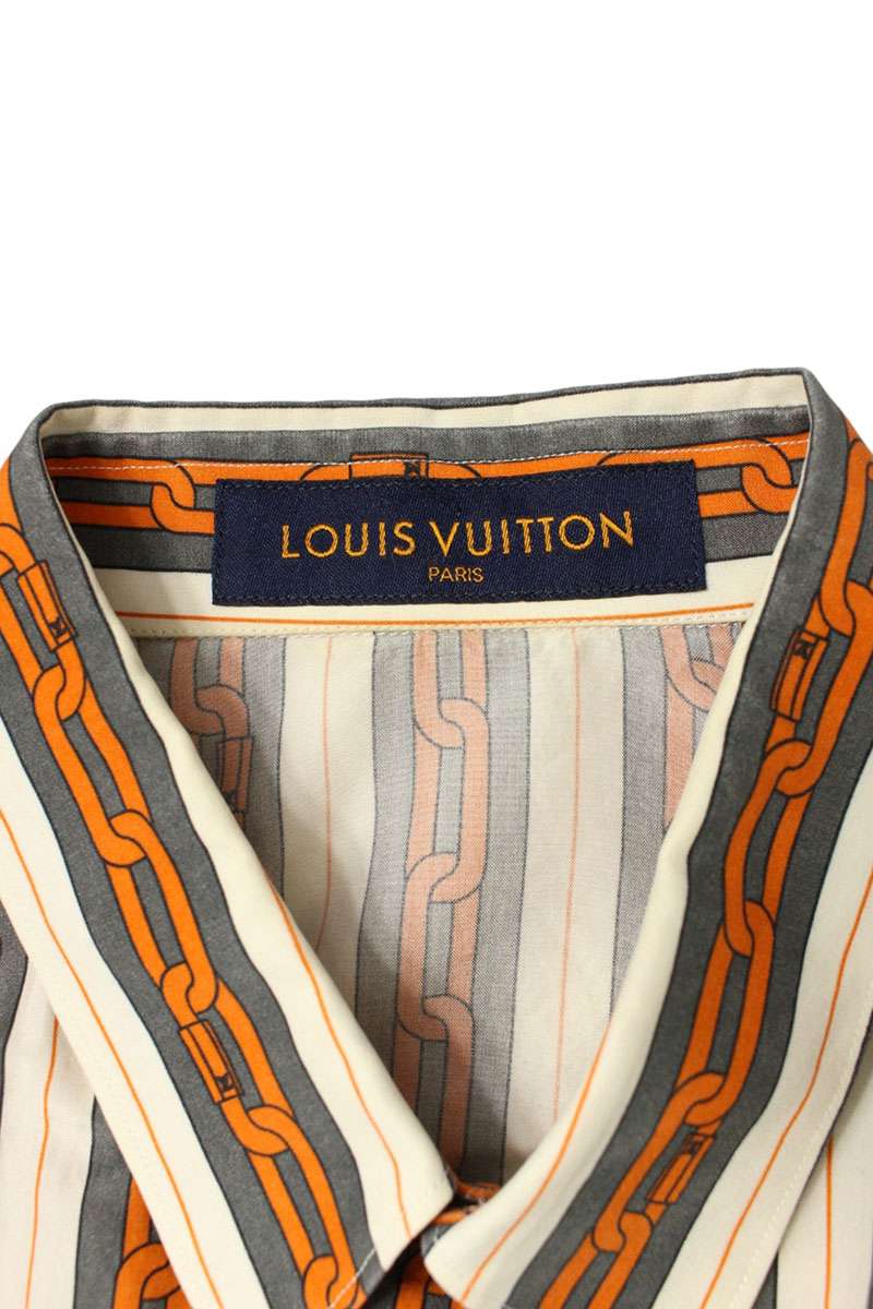 Louis Vuitton Chain Long Sleeve Shirt White x Orange Size XS