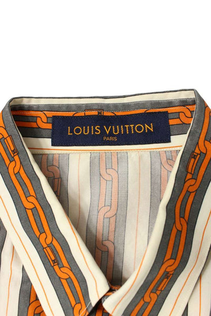 Louis Vuitton Chain Long Sleeve Shirt White x Orange Size XS