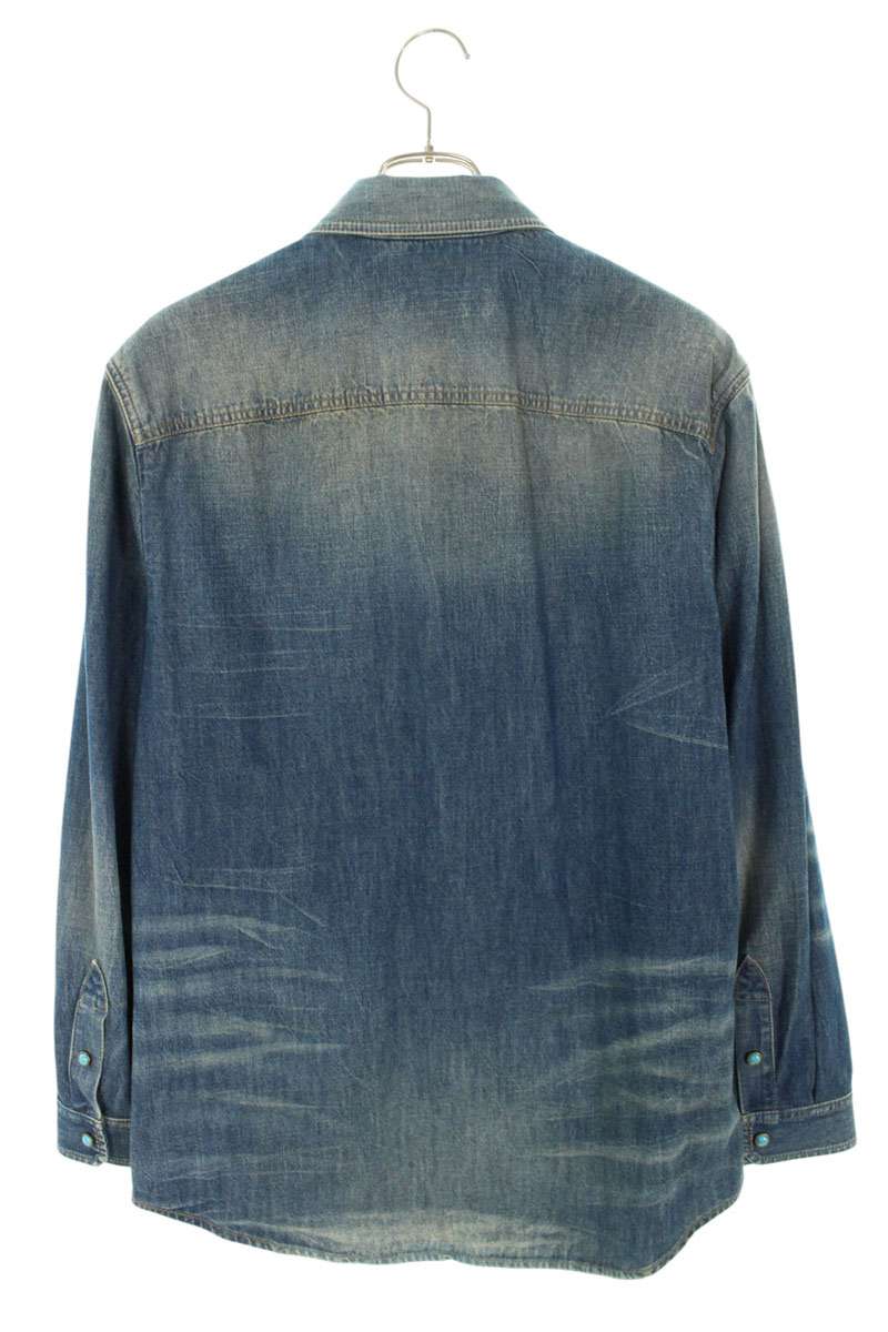 LOUISVUITTON Logo Stone Embellished Denim Shirt Size L