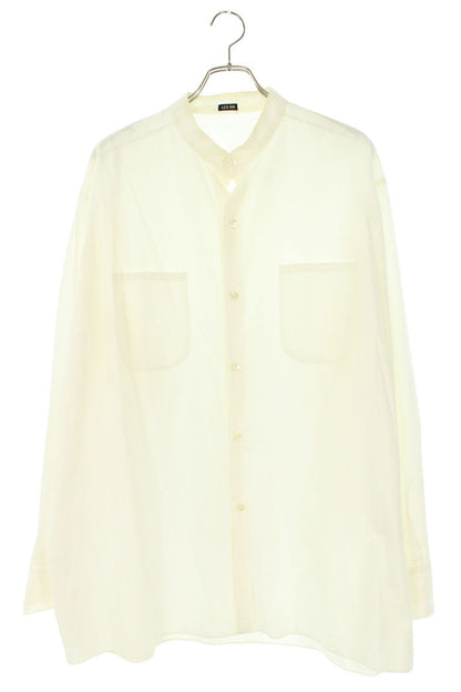 LES SIX Collarless Cotton Long Sleeve Shirt White Size XS