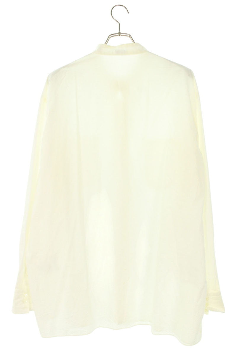 LES SIX Collarless Cotton Long Sleeve Shirt White Size XS