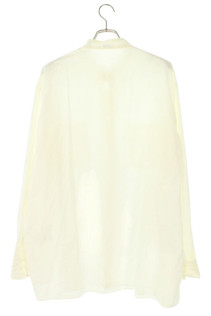 LES SIX Collarless Cotton Long Sleeve Shirt White Size XS