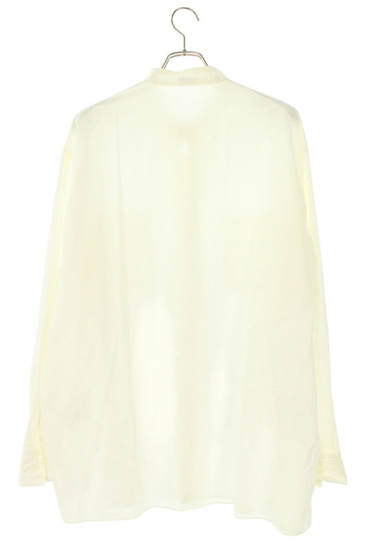 LES SIX Collarless Cotton Long Sleeve Shirt White Size XS