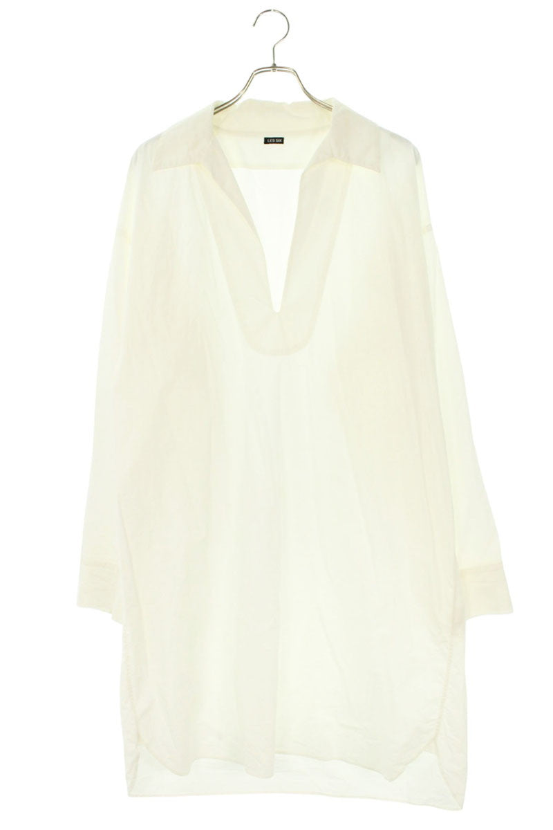 LES SIX Longline Cotton Long Sleeve Shirt White Size XS