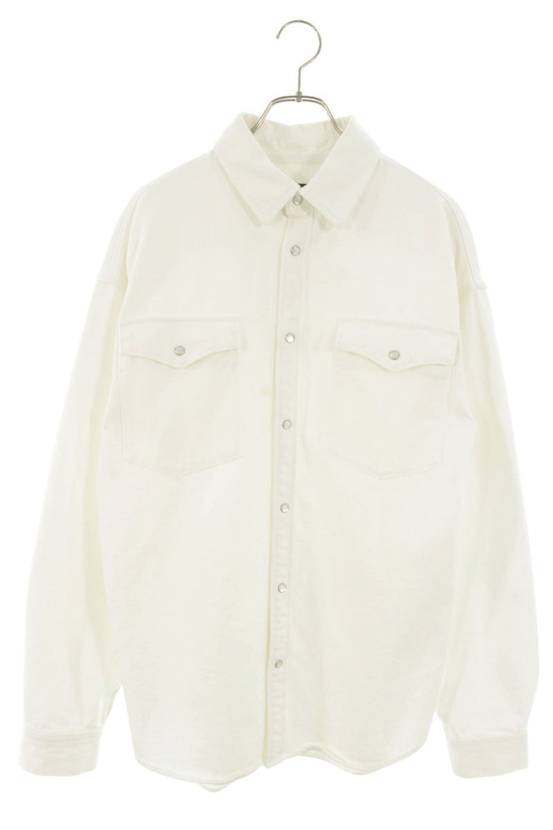 AKM Drop Shoulder Denim Long Sleeve Shirt White Size L