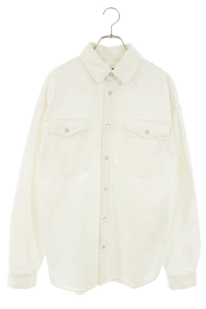 AKM Drop Shoulder Denim Long Sleeve Shirt White Size L