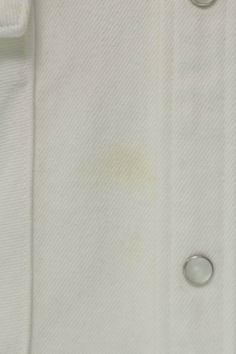AKM Drop Shoulder Denim Long Sleeve Shirt White Size L