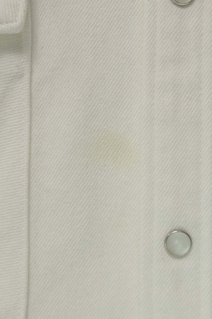 AKM Drop Shoulder Denim Long Sleeve Shirt White Size L