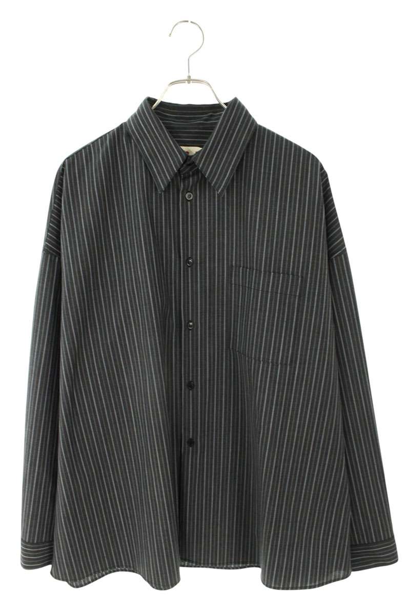 Marni 24AW Black Striped Tropical Wool Long Sleeve Size L