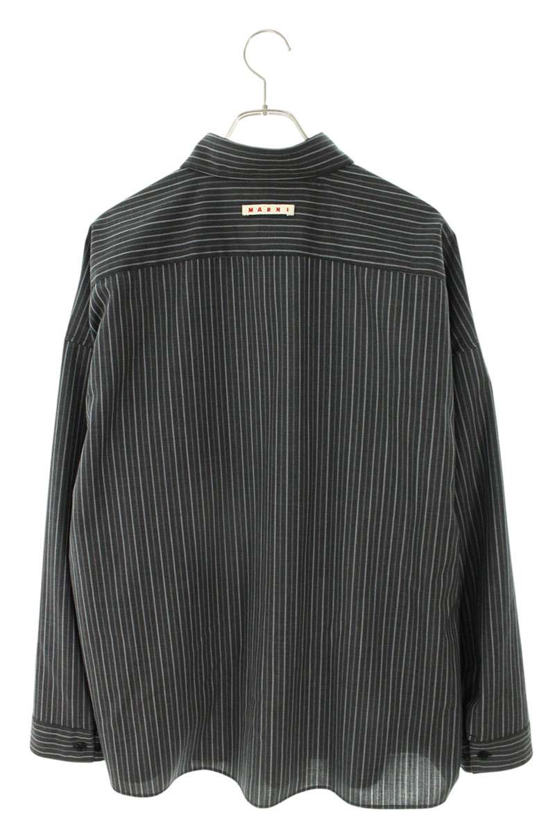 Marni 24AW Black Striped Tropical Wool Long Sleeve Size L