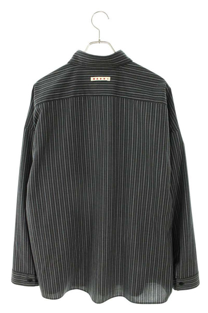 Marni 24AW Black Striped Tropical Wool Long Sleeve Size L
