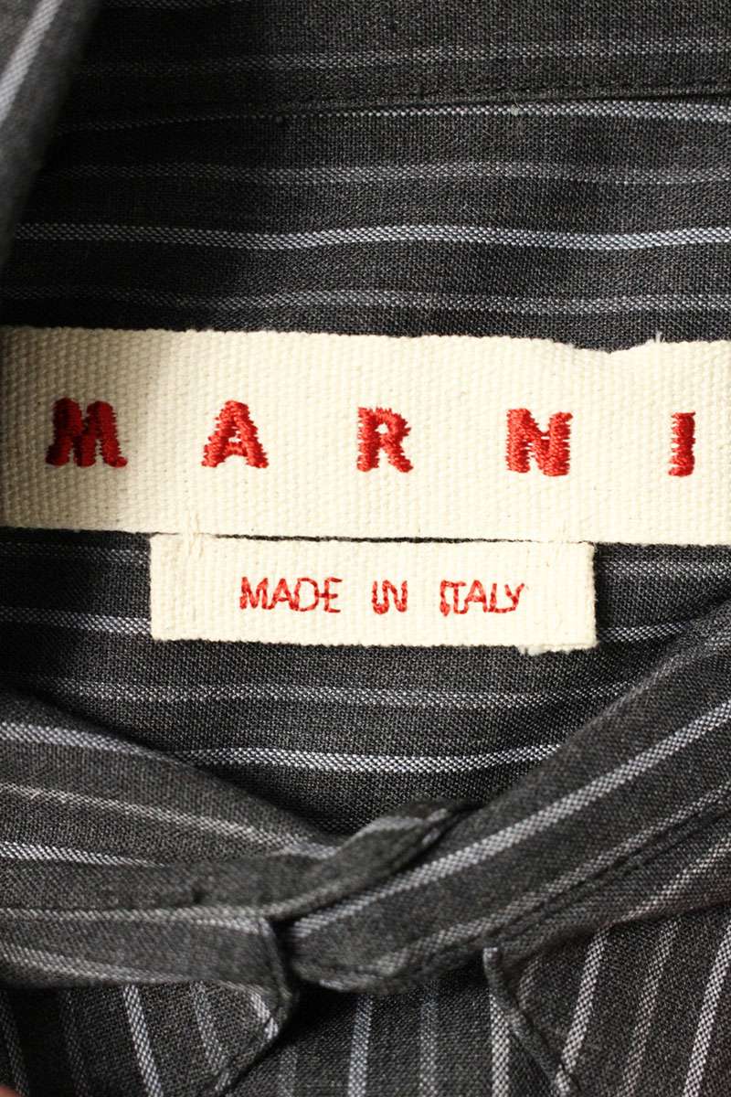 Marni 24AW Black Striped Tropical Wool Long Sleeve Size L