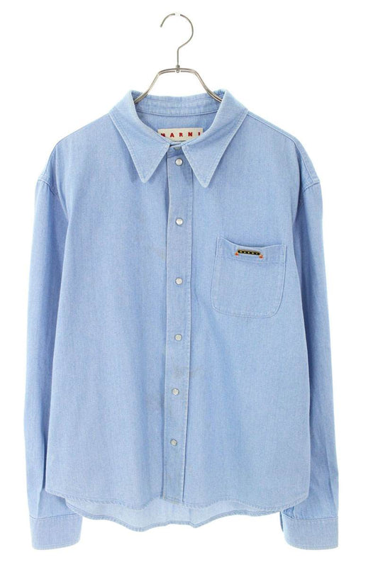 Marni Light Blue Cotton Denim Long Sleeve Shirt Size M
