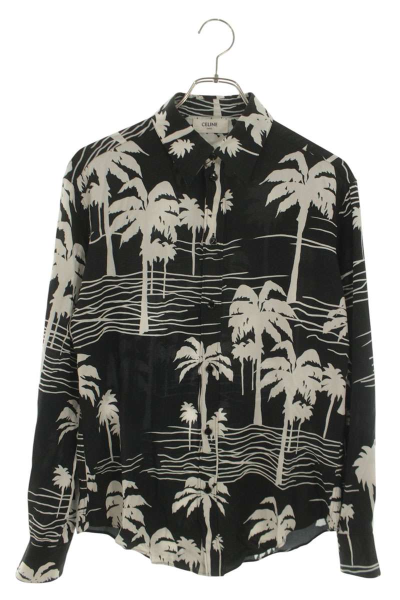 CELINE 21SS Drugstore Collar Palm Tree Rayon Shirt Size XXL