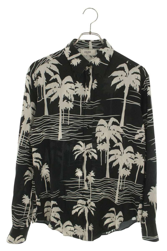 CELINE 21SS Drugstore Collar Palm Tree Rayon Shirt Size XXL