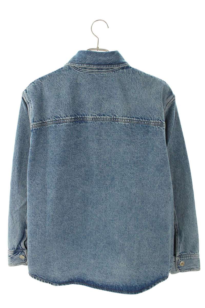 AMI 26SS Embroidered Denim Long Sleeve Shirt Blue Size S