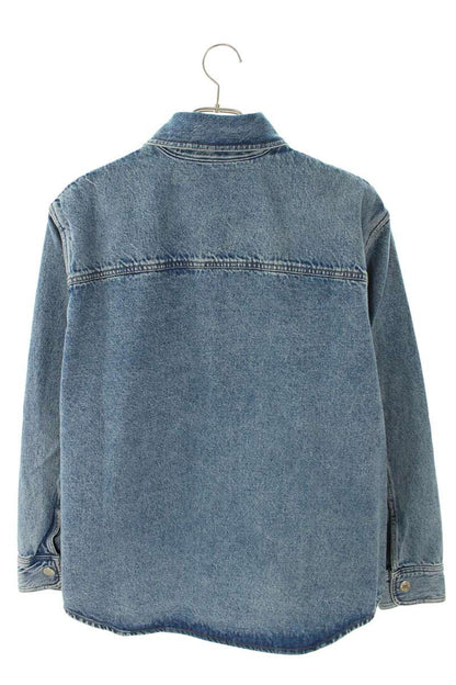 AMI 26SS Embroidered Denim Long Sleeve Shirt Blue Size S