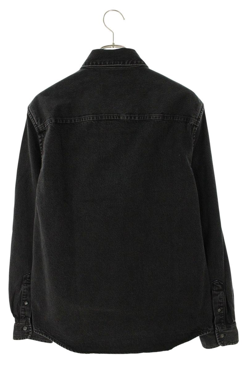 AMI 26SS Embroidered Well-Washed Denim Long Sleeve Shirt Black Size M